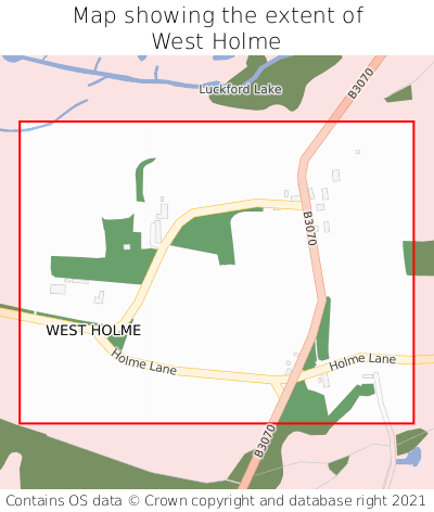 Map showing extent of West Holme as bounding box