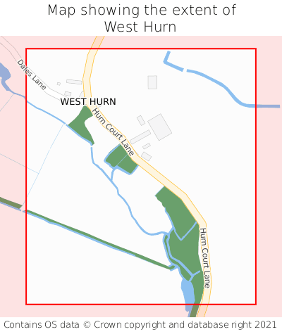 Map showing extent of West Hurn as bounding box