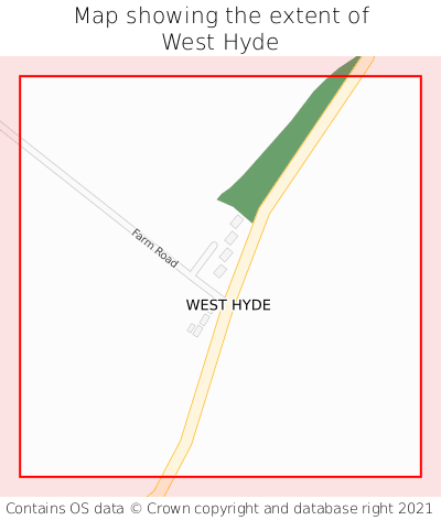 Map showing extent of West Hyde as bounding box