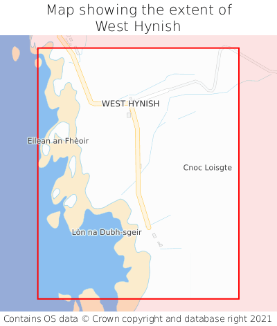 Map showing extent of West Hynish as bounding box