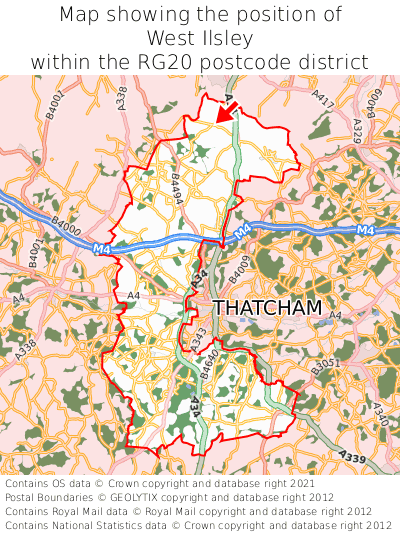 Map showing location of West Ilsley within RG20