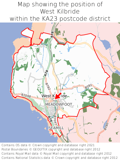 Map showing location of West Kilbride within KA23