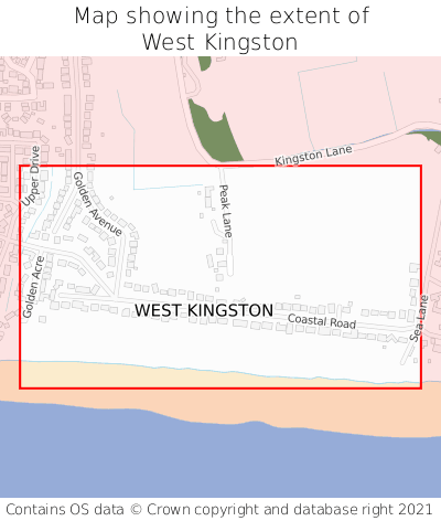 Map showing extent of West Kingston as bounding box