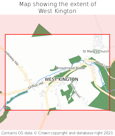 Map showing extent of West Kington as bounding box