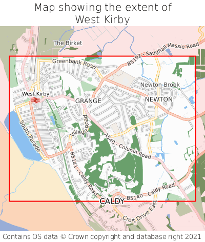 Map showing extent of West Kirby as bounding box