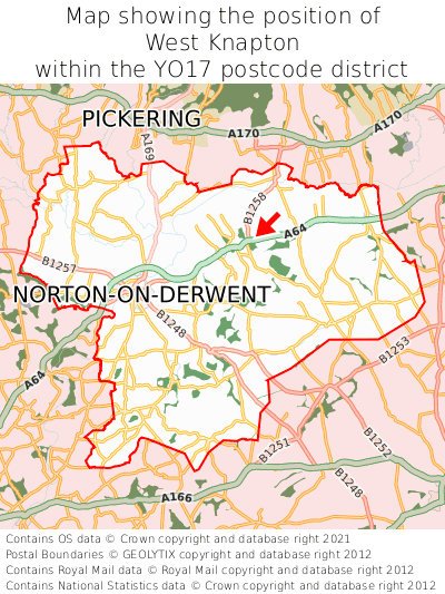 Map showing location of West Knapton within YO17