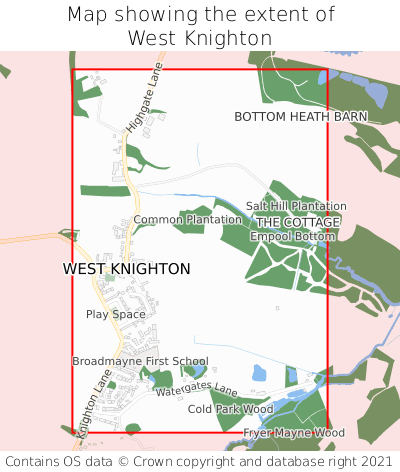 Map showing extent of West Knighton as bounding box