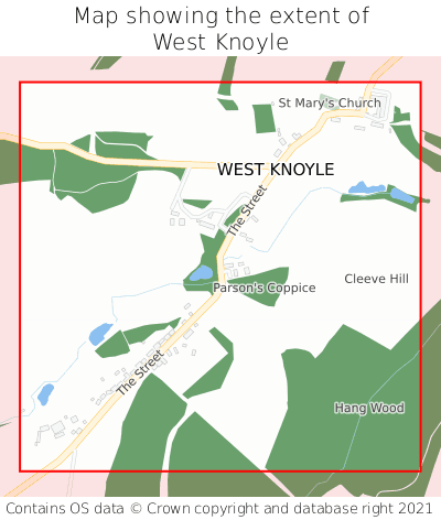 Map showing extent of West Knoyle as bounding box