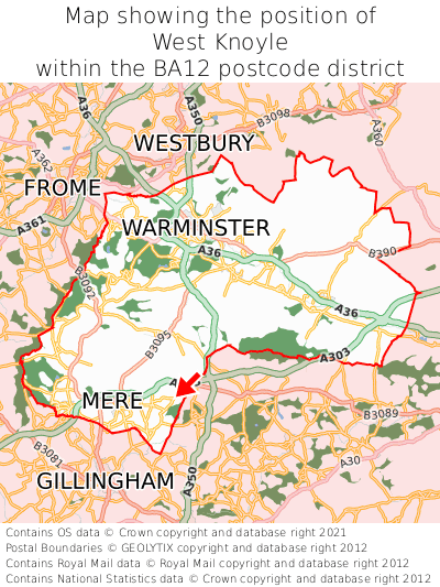 Map showing location of West Knoyle within BA12