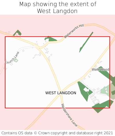 Map showing extent of West Langdon as bounding box
