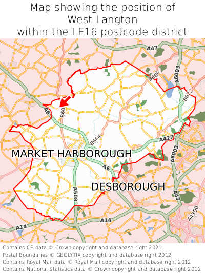 Map showing location of West Langton within LE16