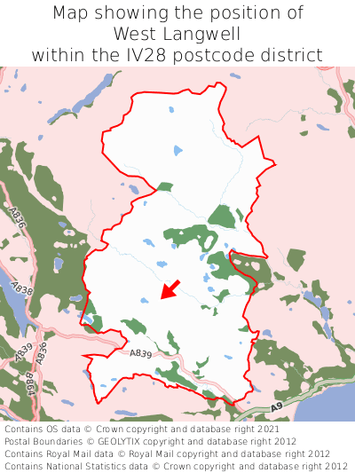 Map showing location of West Langwell within IV28