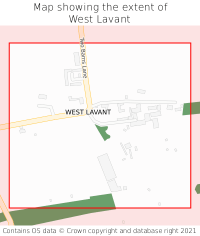 Map showing extent of West Lavant as bounding box
