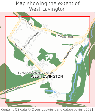 Map showing extent of West Lavington as bounding box