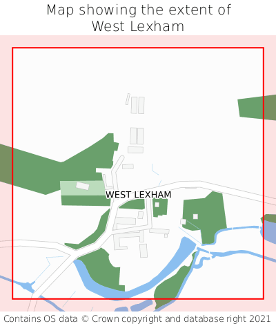 Map showing extent of West Lexham as bounding box