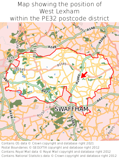 Map showing location of West Lexham within PE32