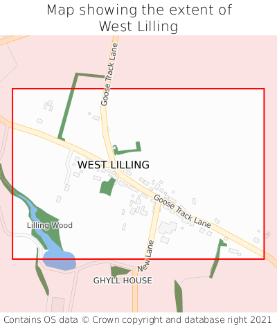Map showing extent of West Lilling as bounding box