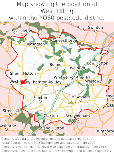 Map showing location of West Lilling within YO60
