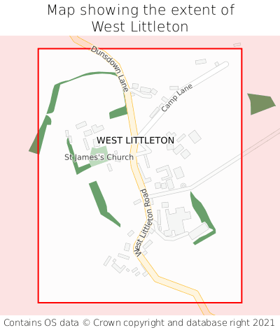 Map showing extent of West Littleton as bounding box