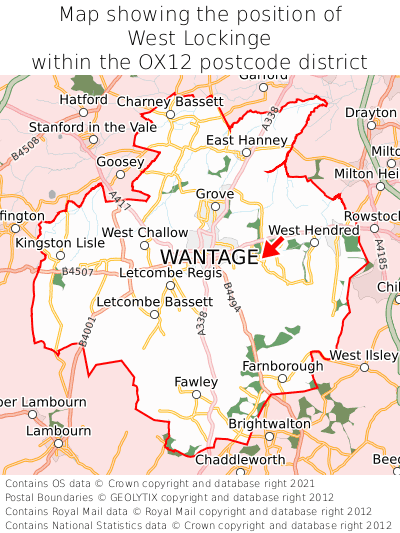 Map showing location of West Lockinge within OX12