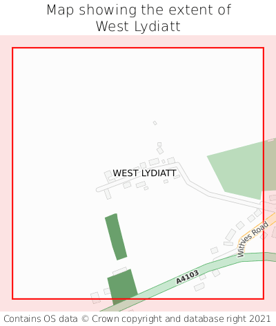 Map showing extent of West Lydiatt as bounding box