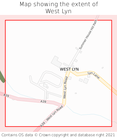 Map showing extent of West Lyn as bounding box