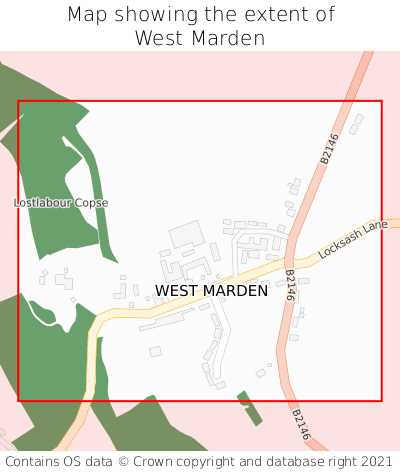 Map showing extent of West Marden as bounding box