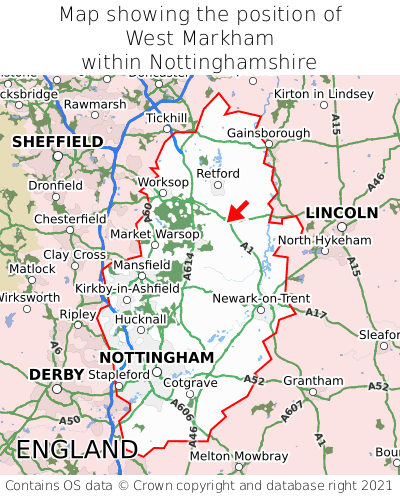 Map showing location of West Markham within Nottinghamshire