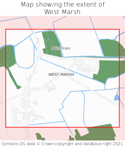 Map showing extent of West Marsh as bounding box