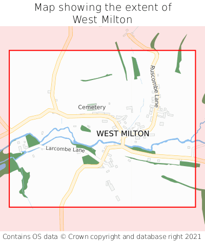 Map showing extent of West Milton as bounding box