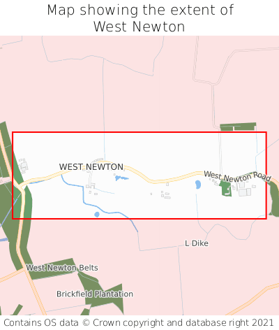 Map showing extent of West Newton as bounding box