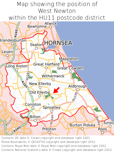 Map showing location of West Newton within HU11