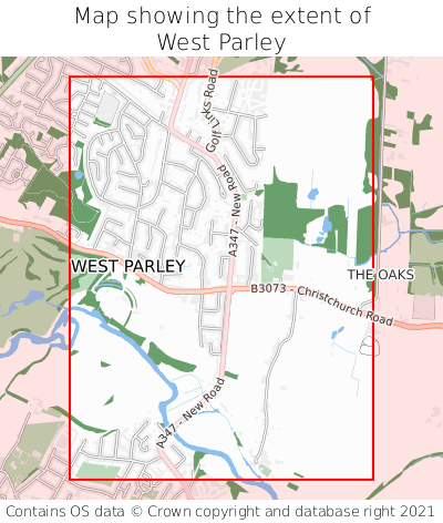 Map showing extent of West Parley as bounding box