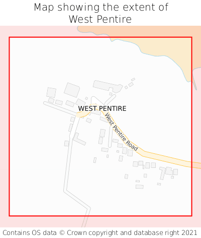 Map showing extent of West Pentire as bounding box