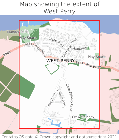 Map showing extent of West Perry as bounding box