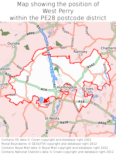 Map showing location of West Perry within PE28