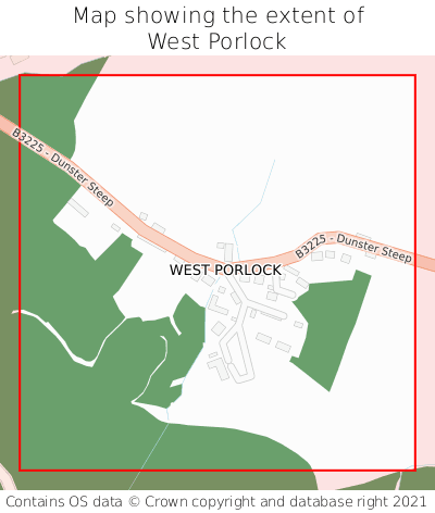 Map showing extent of West Porlock as bounding box