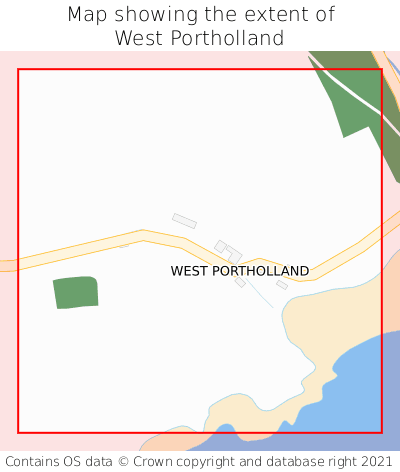Map showing extent of West Portholland as bounding box