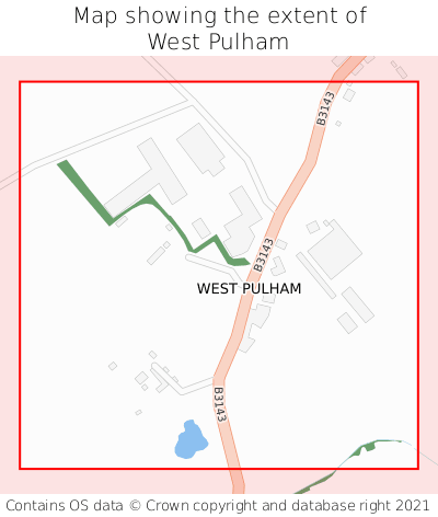 Map showing extent of West Pulham as bounding box