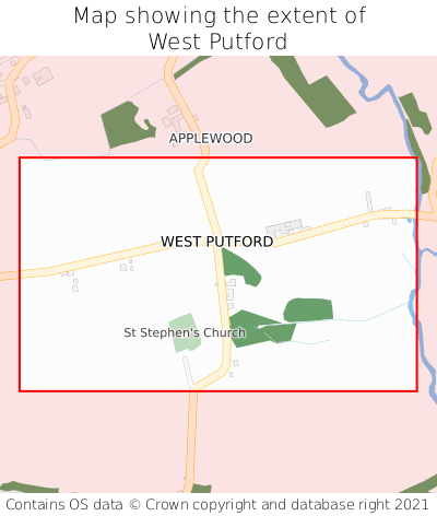 Map showing extent of West Putford as bounding box