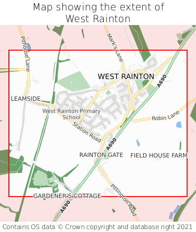 Map showing extent of West Rainton as bounding box