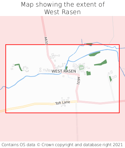 Map showing extent of West Rasen as bounding box