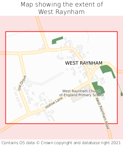 Map showing extent of West Raynham as bounding box