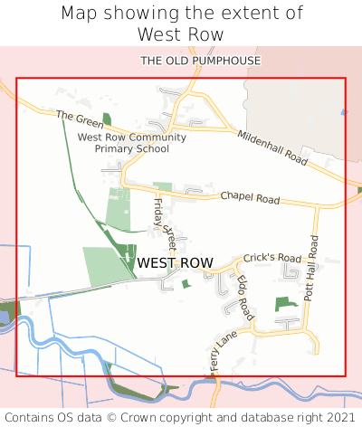 Map showing extent of West Row as bounding box