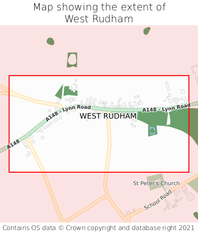 Map showing extent of West Rudham as bounding box