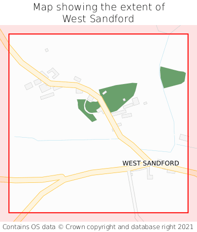 Map showing extent of West Sandford as bounding box