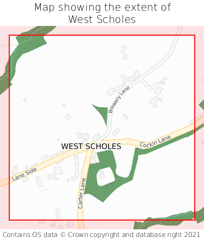 Map showing extent of West Scholes as bounding box