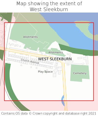 Map showing extent of West Sleekburn as bounding box