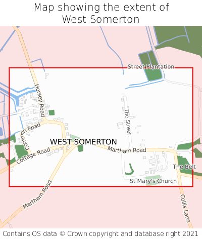 Map showing extent of West Somerton as bounding box