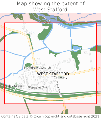 Map showing extent of West Stafford as bounding box